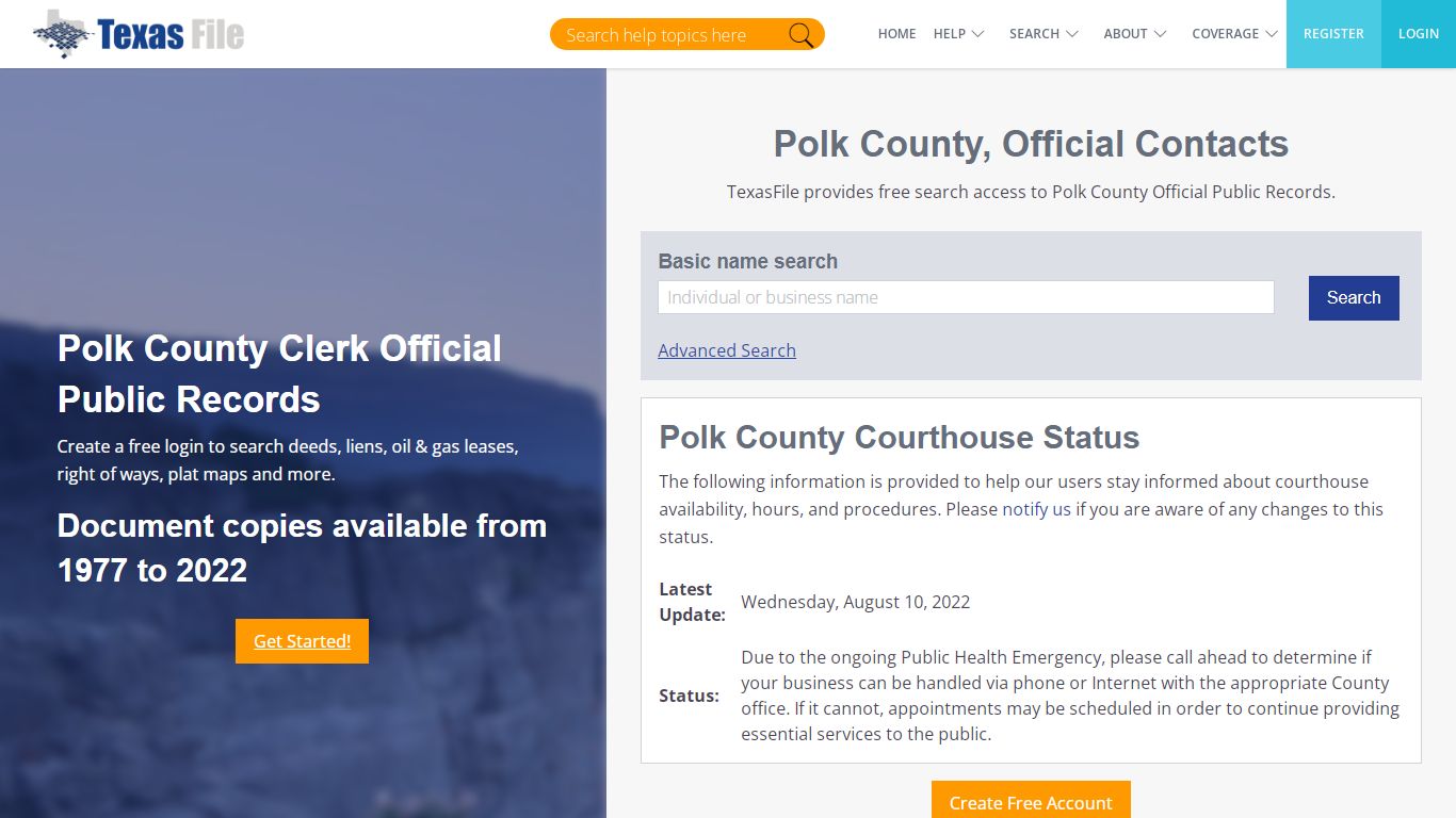Polk County Clerk Official Public Records | TexasFile