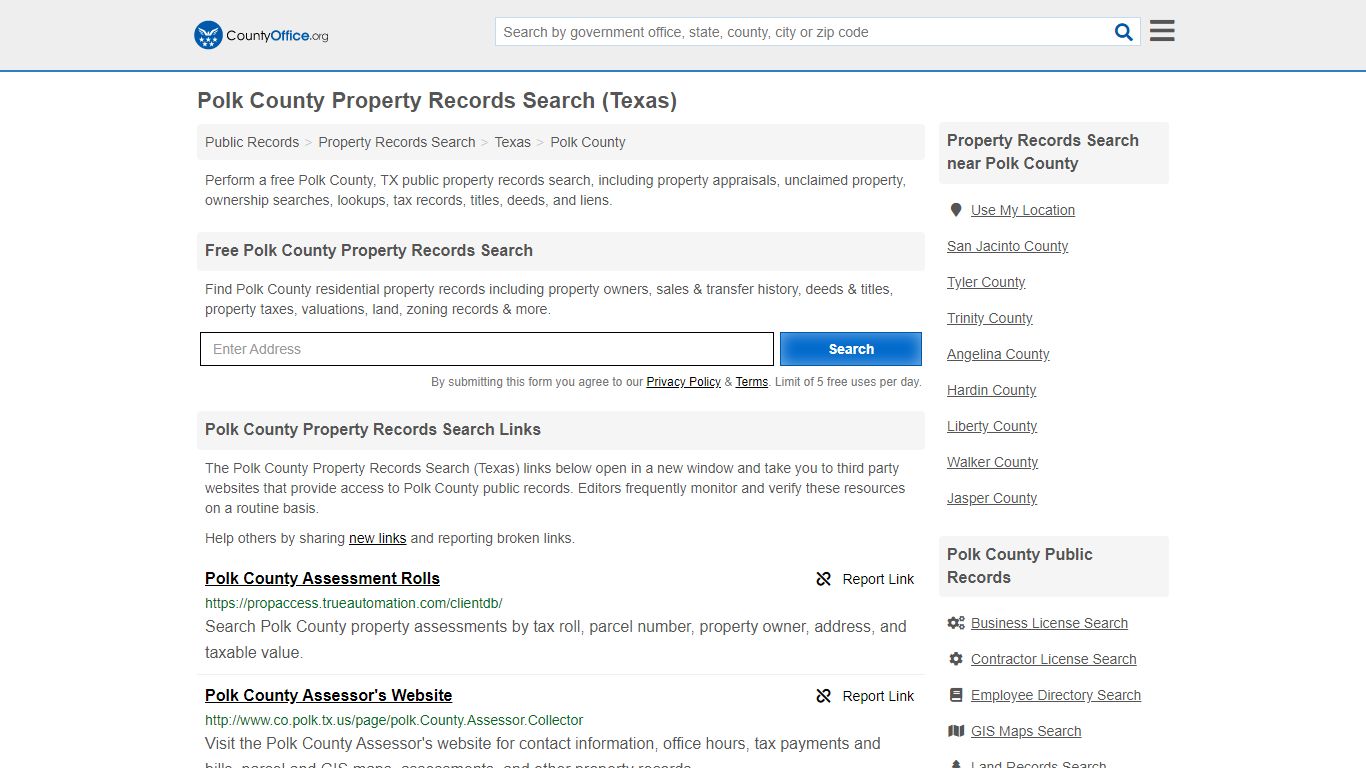 Property Records Search - Polk County, TX (Assessments ...