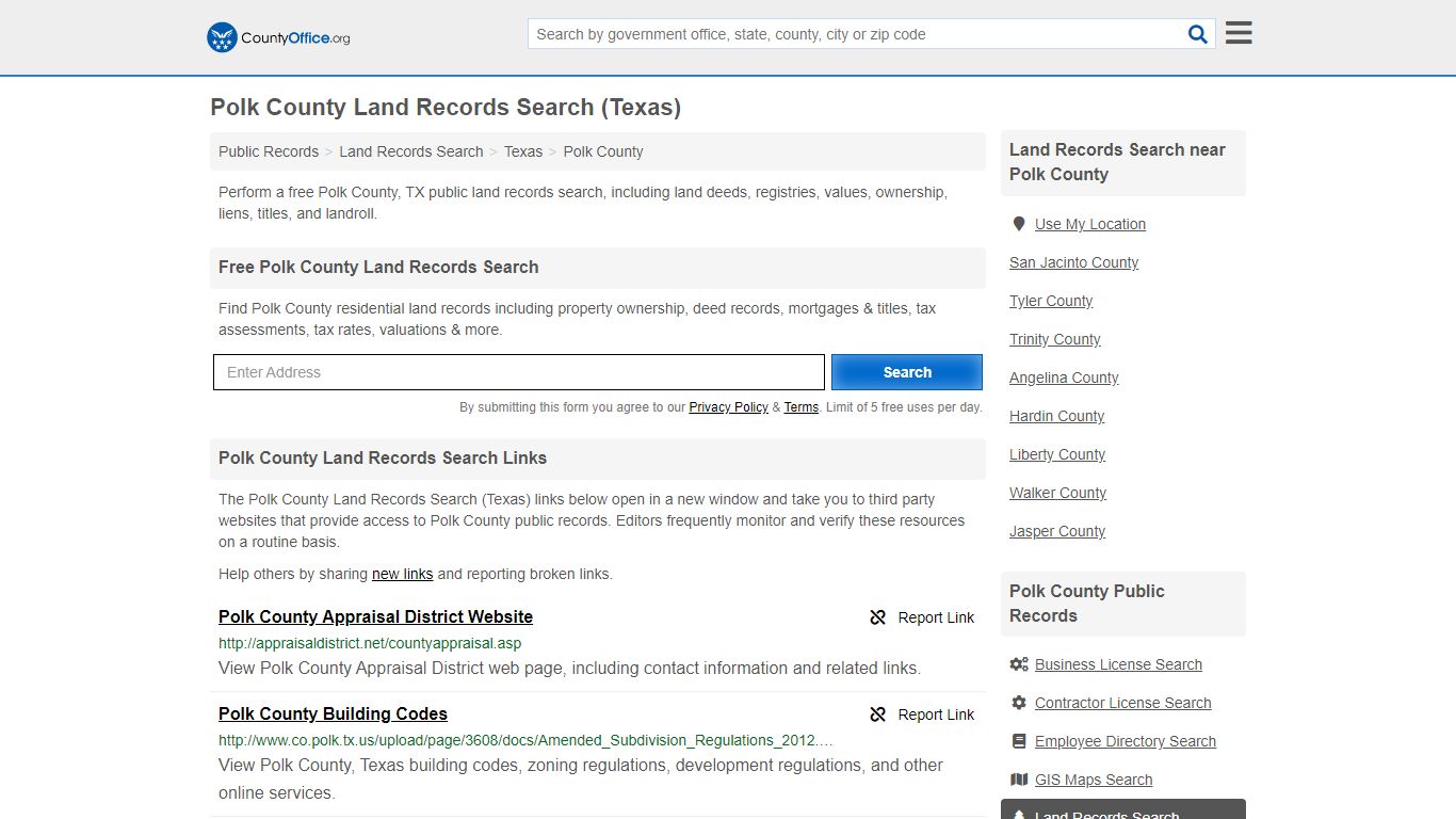 Land Records Search - Polk County, TX (Deeds, GIS Maps ...